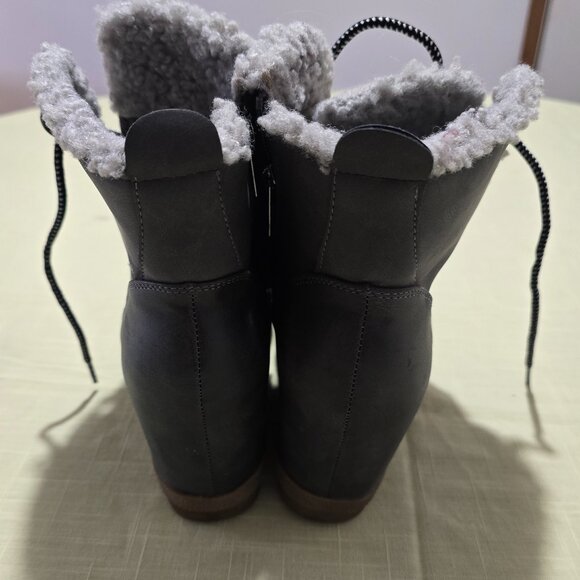 Camille Gray Sherpa Trim Lace Up Wedge- Maurices - Picture 4 of 4